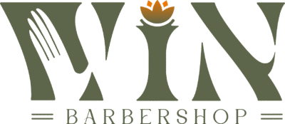 越南胡志明市 Win Barbershop 品牌标志，代表皇家越式洗头服务，结合传统按摩，提供舒适放松体验。